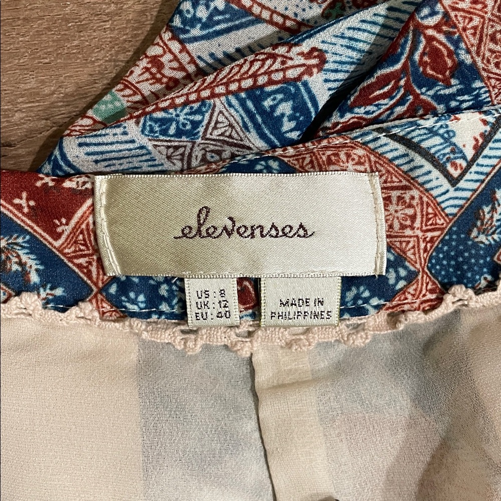 Anthropologie Elevenses Seaflower Patterned Flowy Wide Leg Low Rise Pant - Picture 9 of 16